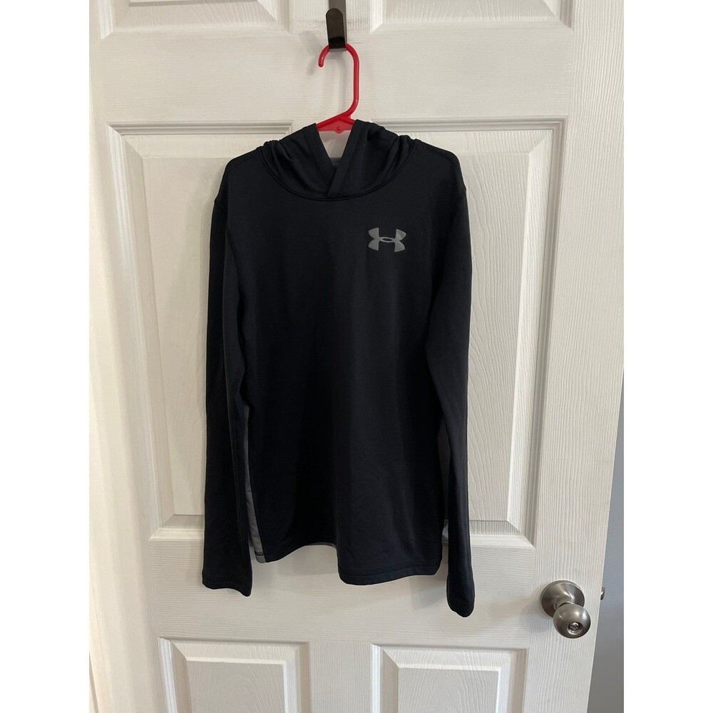 Under Armour Cold Gear Fitted Hoodie Size YXL Black/Gray